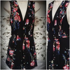 Free People Floral & Black Wrap Top